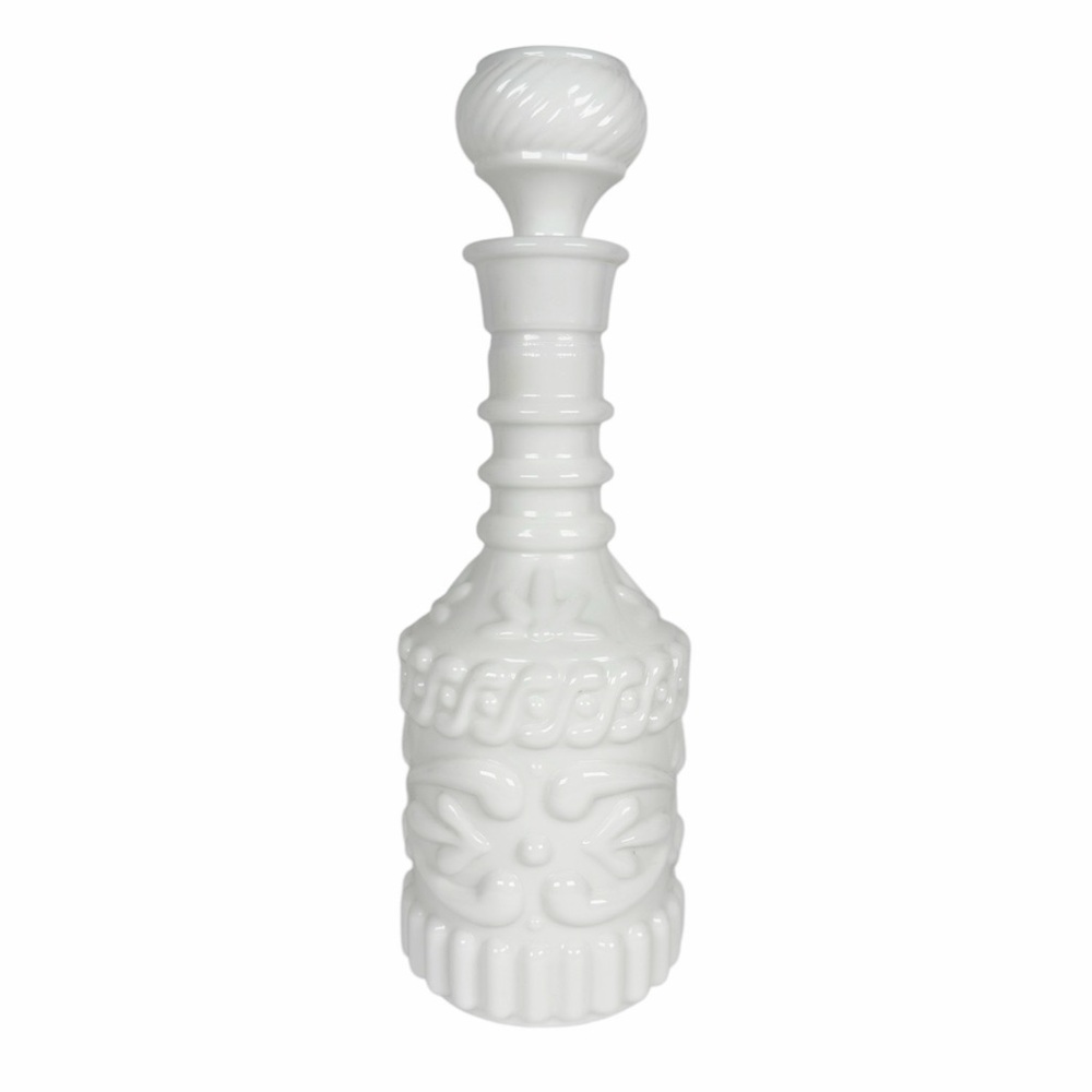 Vintage Milk Glass Decanter Jim Beam Bourbon Vessel With Stopper